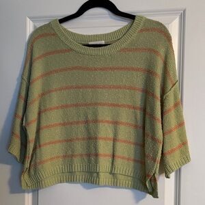 Promesa Light Green and Rust Striped Knit Sweater